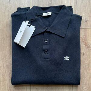 Large Celine Men's Knitted Polo Navy Embroidery